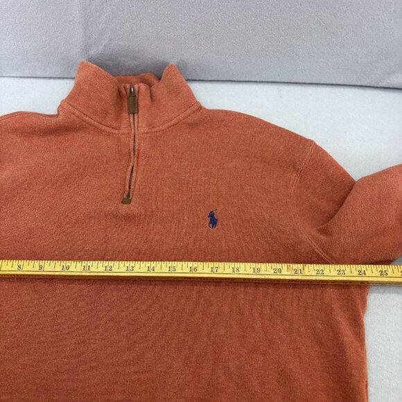 Polo by Ralph Lauren Sweater Mens Large Turtleneck‎ Orange Cotton 1/4 Zip Knit - Picture 8 of 11